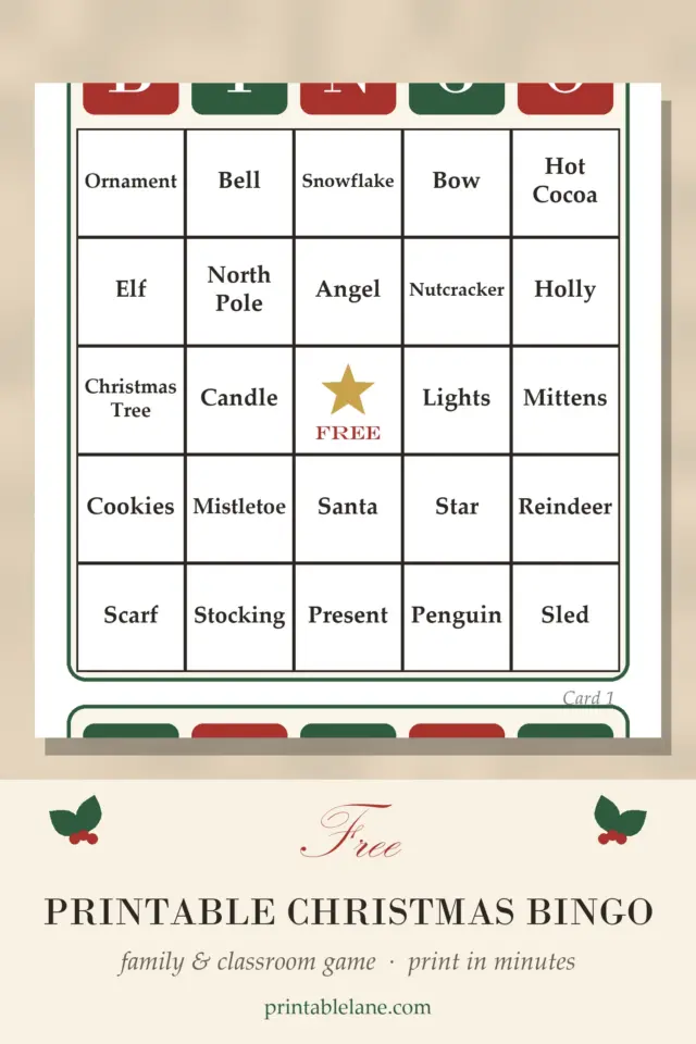 Free Printable Christmas Bingo Cards (10 Cards + Calling Cards)
