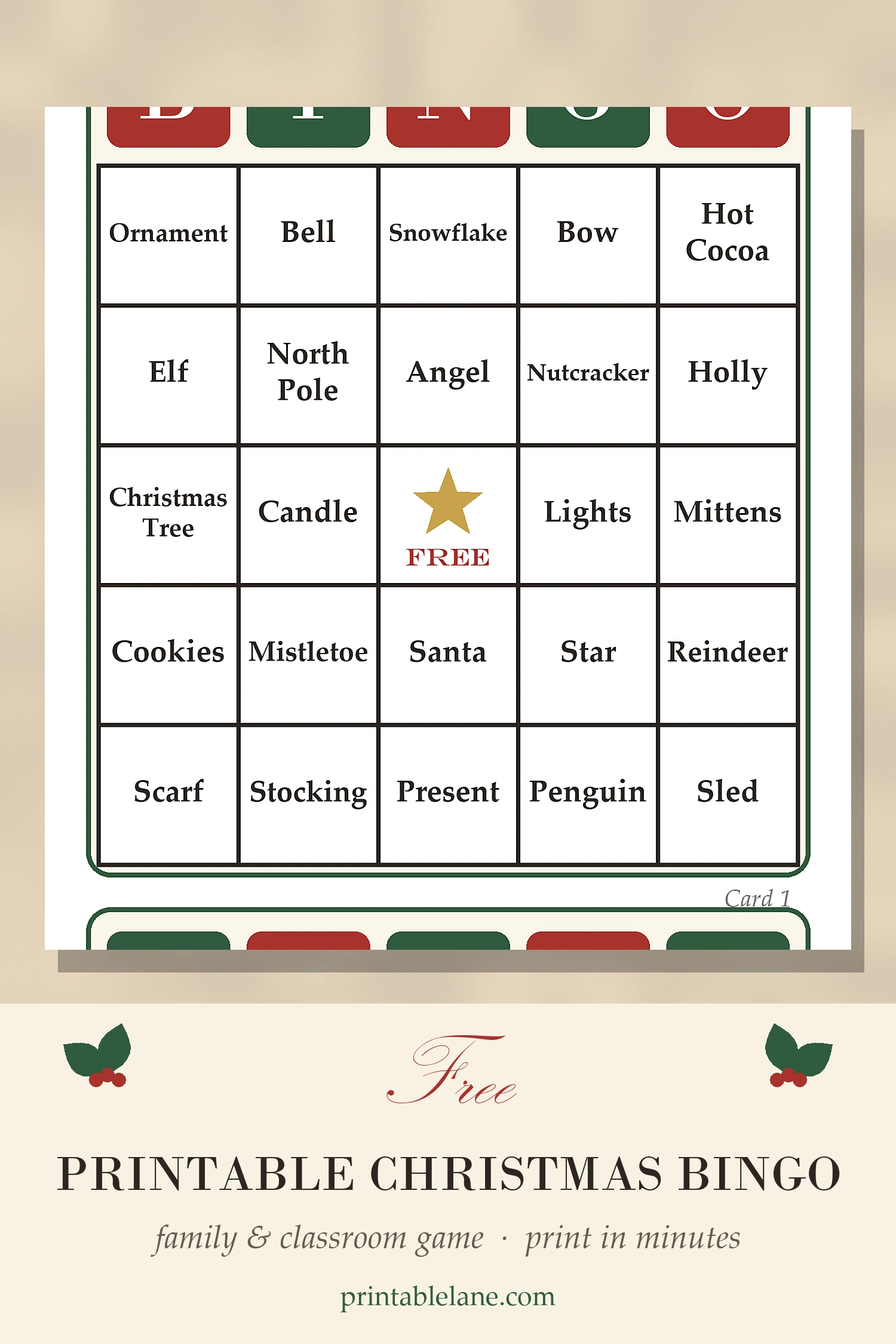 Free Printable Christmas Bingo Cards (10 Cards + Calling Cards)