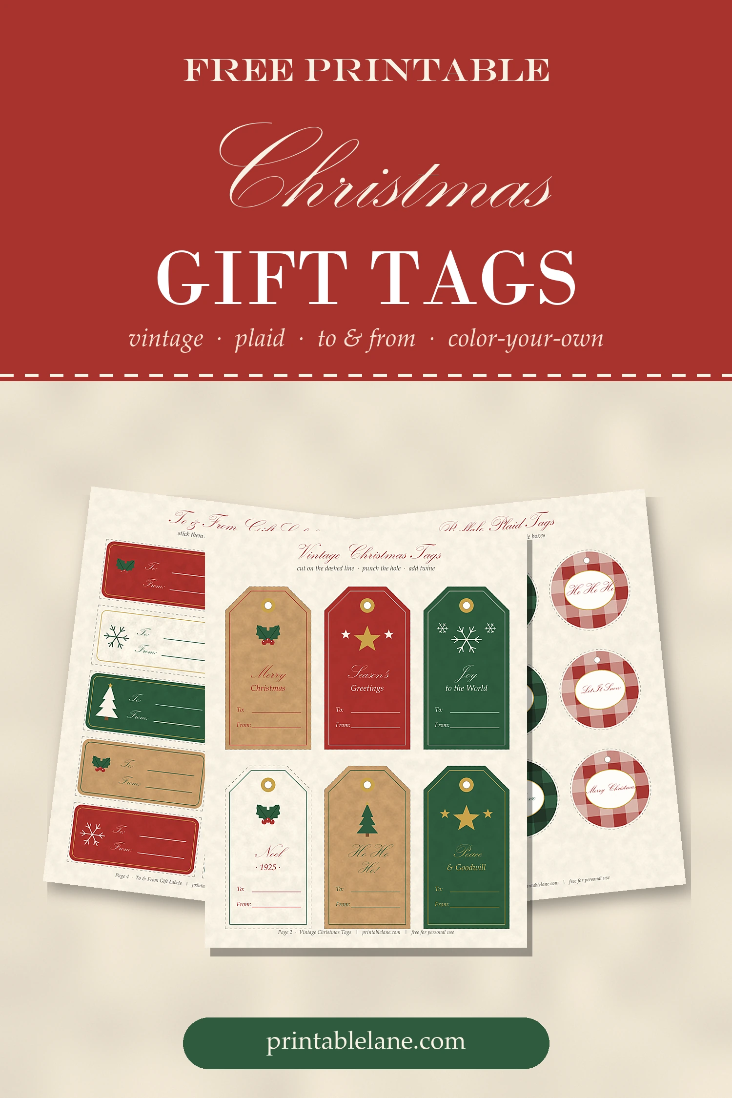Pinterest image: free printable Christmas gift tags