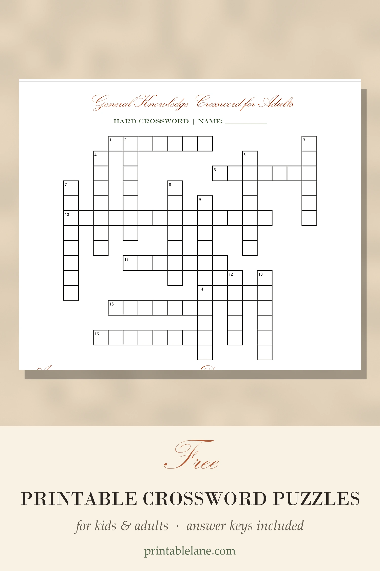 Free Printable Crossword Puzzles (4 Puzzles + Answer Keys)