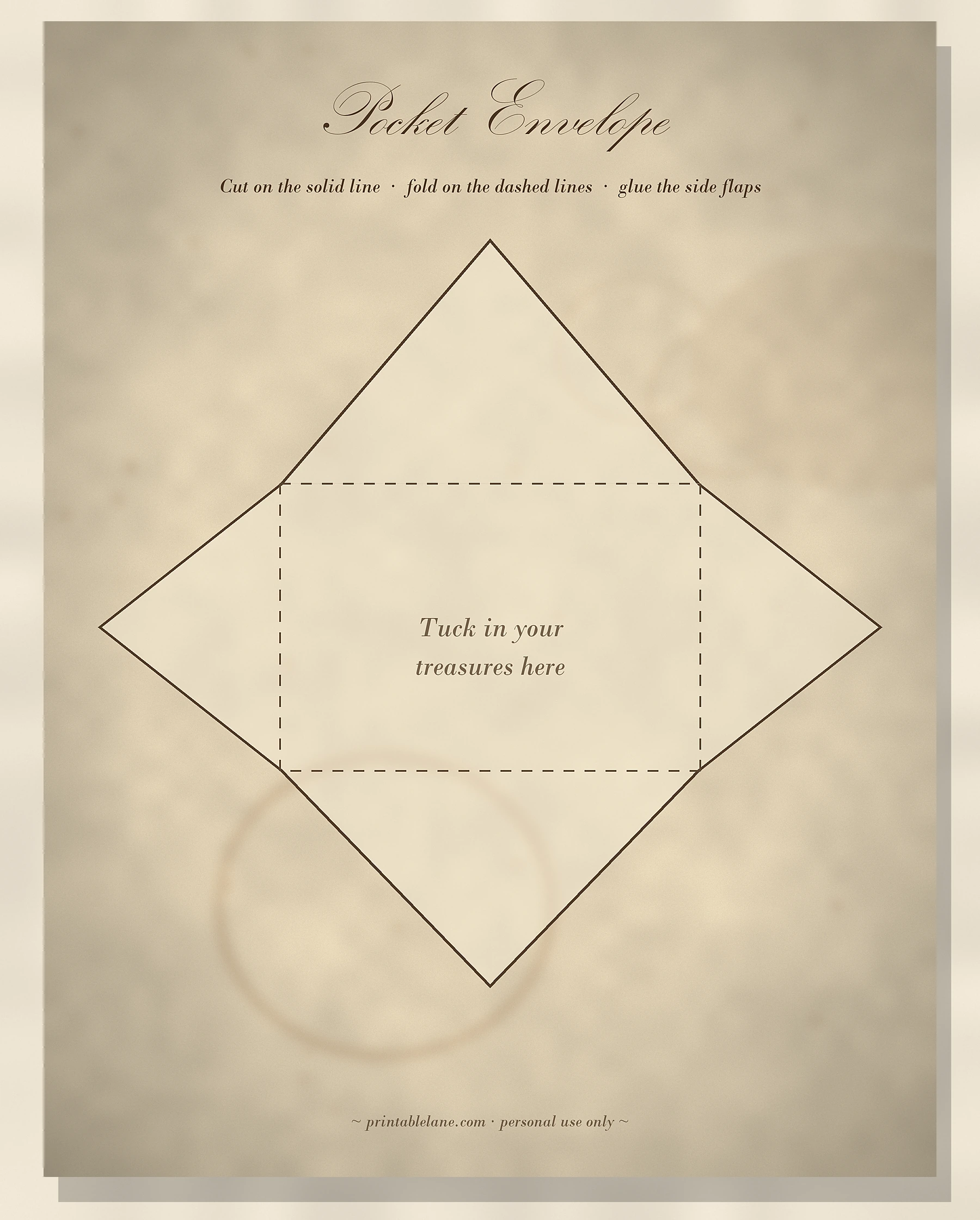 Printable pocket envelope template for junk journals