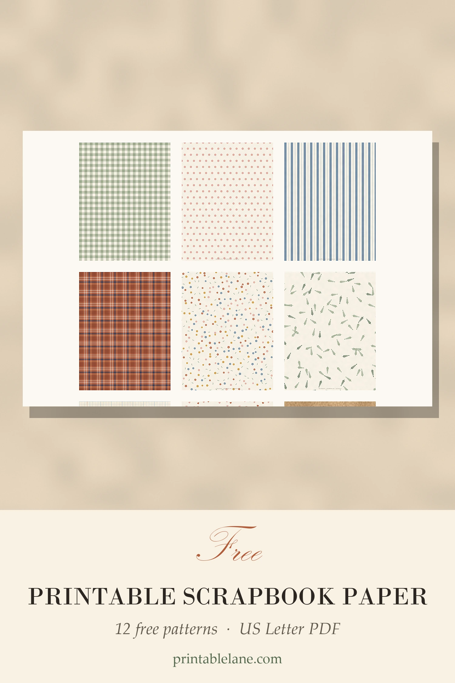 Free Printable Scrapbook Paper (12 Coordinating Patterns)