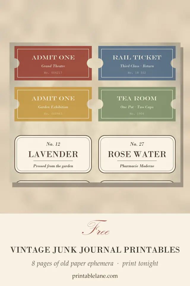 Free Vintage Junk Journal Kit (8 Printable Pages)